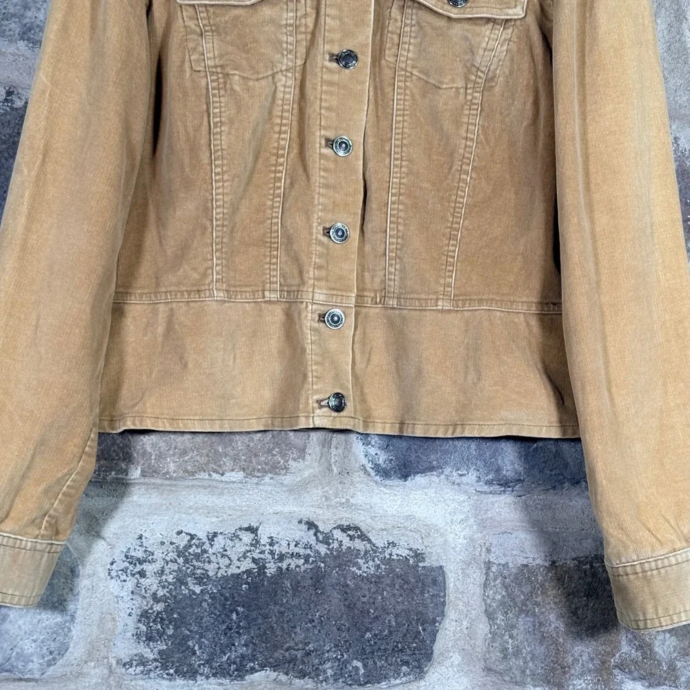 Rafaella Women's Tan Corduroy Jacket Size 14 Button Front Long Sleeve Casual - Picture 3 of 11